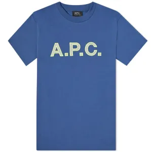 A.P.C Men's Logo T-shirt Blue L