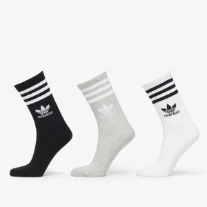 adidas Mid Cut Crew Socks 3-Pack White/ Medium Grey Heather/ Black #1557623