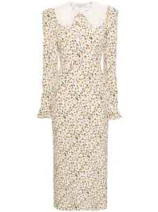 ALESSANDRA RICH - Flower Print Silk Long Dress #1811048