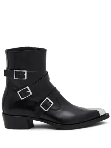 ALEXANDER MCQUEEN - Buckled Leather Ankle Boots #1642965