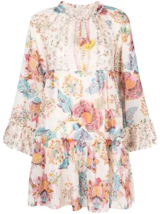 ANJUNA - Printed Cotton Blend Silk Short Dress