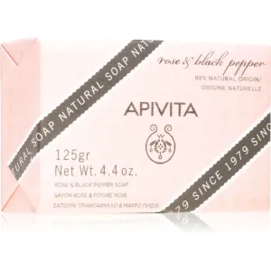 Apivita Natural Soap Rose & Black Pepper cleansing bar 125 g