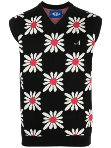 AWAKE NY - Checkered Floral Sweater Vest