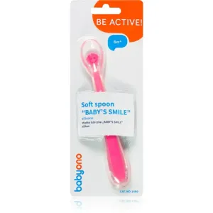BabyOno Be Active Baby’s Smile spoon Pink 6 m+ 1 pc
