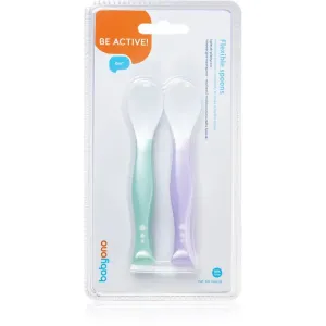 BabyOno Be Active Flexible Spoons spoon Green/Purple 2 pc