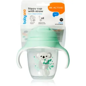 BabyOno Be Active Sippy Cup with Weighted Straw training cup with straw 6 m+ Koala 240 ml