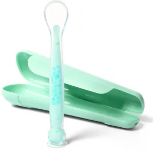 BabyOno Be Active Suction Baby Spoon spoon + cover Green 6 m+ 1 pc