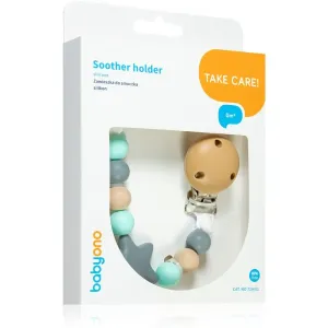 BabyOno Take Care Soother Holder 0m+ dummy clip Brown 1 pc