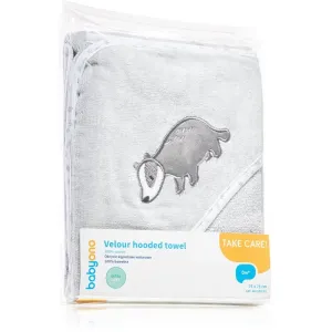 BabyOno Towel Velour towel with hood Extra Soft Grey 76x76 cm