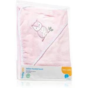 BabyOno Towel Velour towel with hood Pink 100x100 cm