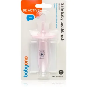 BabyOno Safe Baby Toothbrush toothbrush for children 6 m+ Pink 1 pc