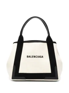 BALENCIAGA - Navy Cabas Organic Cotton Small Tote Bag