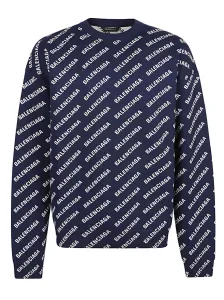 BALENCIAGA - Allover Logo Cotton Crewneck Sweater #1650224