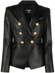 BALMAIN - Double-breasted Leather Jacket
