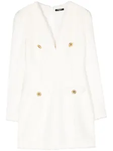 BALMAIN - Buttoned Tweed Short Dress