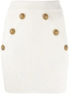 BALMAIN - Gold Embossed Buttons Knitted Mini Skirt #1720428