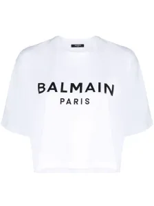 BALMAIN - Logo Organic Cotton Cropped T-shirt #1767603