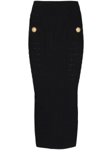 BALMAIN - Button-embossed Knit Midi Pencil Skirt #1209983