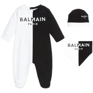 Balmain Boys White & Black Cotton Babygrow Gift Set Unisex Black/white 12M #1577177