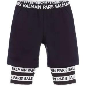 Balmain Boys Logo Layered Shorts Navy 4Y #1577000