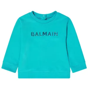 Balmain Baby Unisex Iridescent Logo Sweater Blue 24M