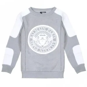 Balmain Boys Patch Emblem Logo Sweatshirt Grey 10Y