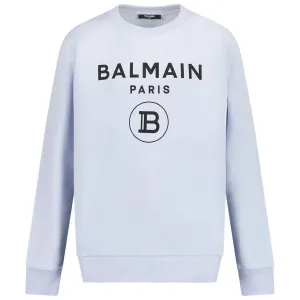Balmain Kids Unisex Logo Sweater Blue 8Y