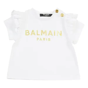 Balmain Baby Girls Logo T-shirt White 12M