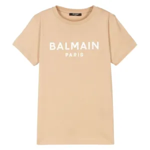 Balmain Boys Classic Logo T-shirt Beige 10Y