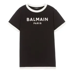 Balmain Boys Logo Cotton T-shirt Black 16Y #1576521