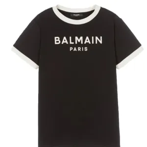 Balmain Boys Logo Cotton T-shirt Black 16Y #1577456