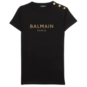 Balmain Girls Logo T-shirt Black 14Y