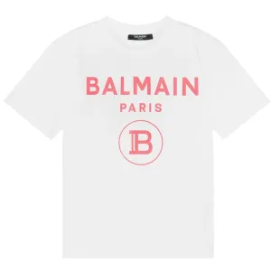 Balmain Girls Logo T-shirt White 12Y