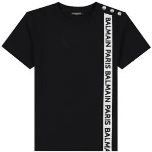 Balmain Paris Boys Side Downfacing Logo T-shirt Black 10Y