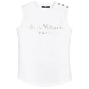 Balmain Girls Logo Vest White 10Y #1575474