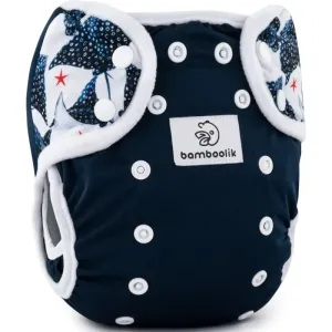 Bamboolik DUO Diaper Cover washable nappy wraps with press studs Dark Blue + Ramp Fish