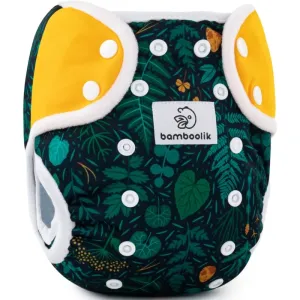 Bamboolik DUO Diaper Cover washable nappy wraps with press studs Emerald Forest + Saffron