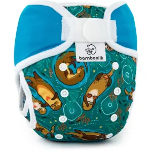 Bamboolik DUO Diaper Cover washable nappy wraps with velcro Otters in Love + Turquoise