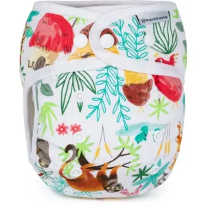 Bamboolik Night Fitted Diaper with Absorbing Insert washable nappy pants with insert with press studs Safari