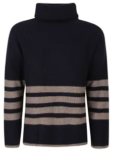 BE YOU - Striped Cashmere Turtleneck Sweater