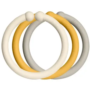 BIBS Loops hanging rings Ivory / Honey Bee / Sand 12 pc