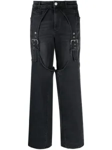 BLUMARINE - Buckle Detail Boyfriend Cotton Jeans #1661520