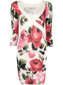 BLUMARINE - Sweater Dress With Flower Print #1719740