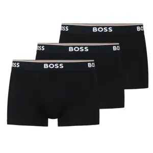 Hugo Boss Stretch-Cotton Trunks With Logo Waistbands 3-Pack Black #737242