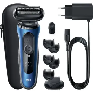 Braun Series 6 61-B1500s electric shaver + replacement heads Blue 1 pc