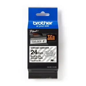 Brother Black on Clear Label Printer Tape, 24 mm Width, 8 m Length
