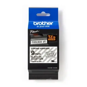 Brother Black on Clear Label Printer Tape, 9 mm Width, 8 m Length