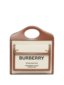 BURBERRY - Pocket Mini Cotton And Leather Top Handle Bag #1638247