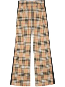 BURBERRY - Check Motif Cotton Trousers
