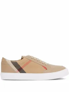 BURBERRY - Check Motif Leather Sneakers #1638893